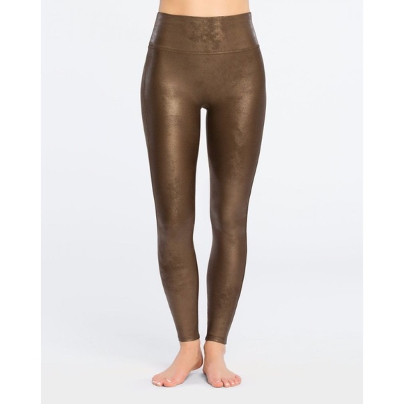 Spanx Faux Leather Leggings in Color Bronze Metal - Picture 3 of 6